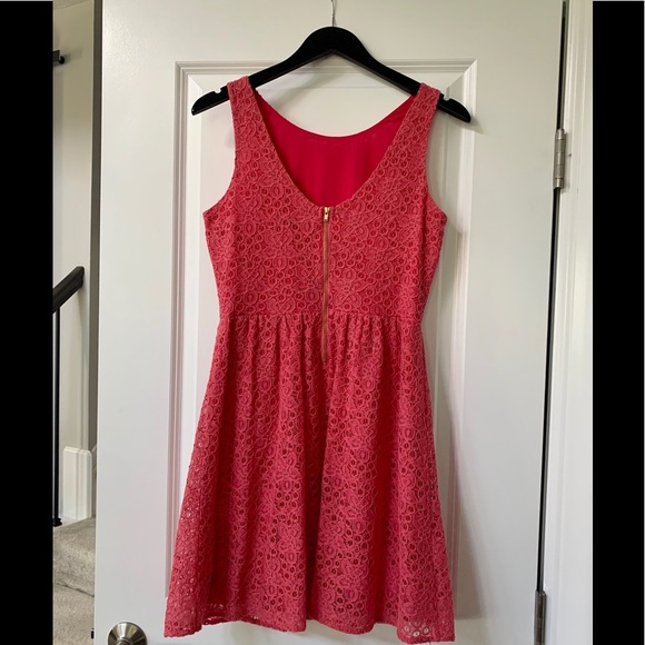 DONATED - Coral Lace/Eyelet Dress - Picture 2 of 7